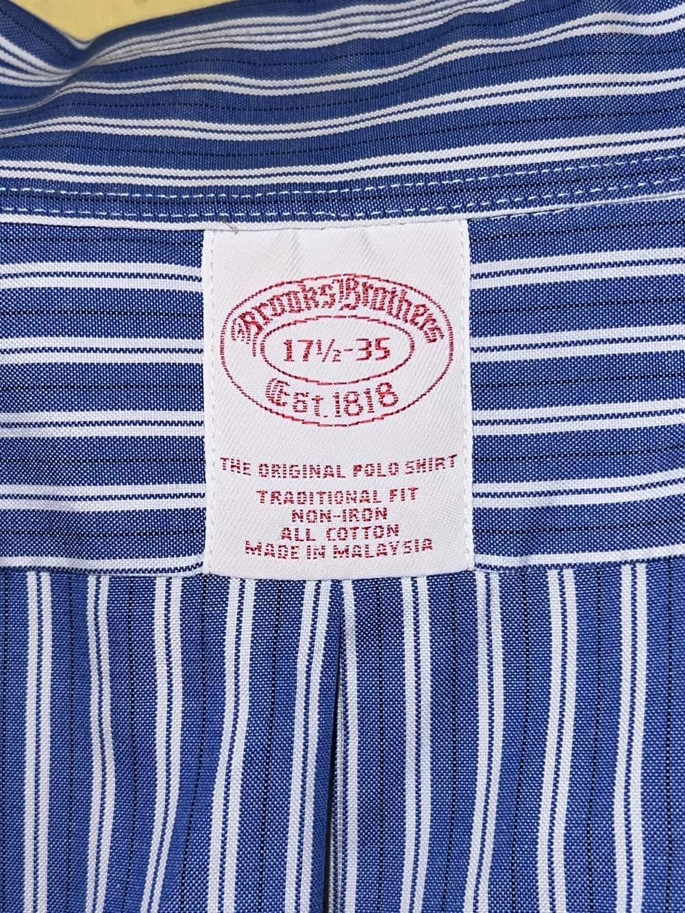 Brooks Brothers Blue White Stripe Traditional Polo Button Up Dress Shirt Size XL - Picture 7 of 8